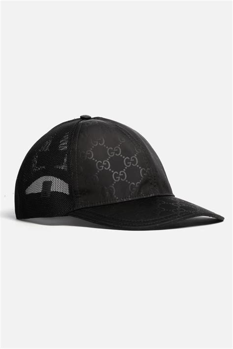 gucci gg nylon baseball cap black|Gucci hat men black.